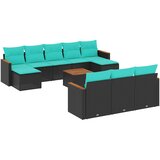 vidaXL 11-delni vrtni komplet sedežnih garnitur z blazinami črne barve poli ratan, (5000293789) | Shoptok.si