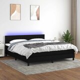 Krevet box spring s madracem LED crni 180x200 cm od tkanine | Eponuda.com