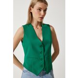  Women's Green Fitted Short Woven Vest | shoptok.hr