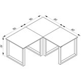 MID.YOU Kotna Pisalna Miza Lona, Barva Hrasta, Srebrna, 160x160cm | Shoptok.si
