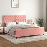  Okvir za krevet s uzglavljem ružičasti 160x200 cm baršunasti | shoptok.hr