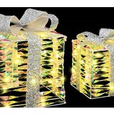 vidaXL Darilna škatla med 60 LED 3 pcs Toplo bela 20 x 20 x 20 cm PET | Shoptok.si