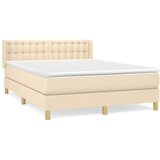 vidaXL Box spring postelja z vzmetnico krem 140x190 cm blago | Shoptok.si