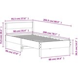  Okvir kreveta s uzglavljem voštano smeđi 90x200 cm od borovine | shoptok.hr