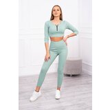 Kesi Ribbed crop top set dark mint Cijene