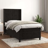 Box spring postelja z vzmetnico črna 90x200 cm žamet, (20791553) Cene