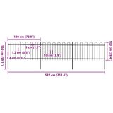  Vrtna ograda s obručem na vrhu Čelik 537x100 cm Crna | shoptok.hr
