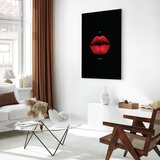  Slika - Red Lips (1-part) - Black Background with English Text 20x30 Premium Print | shoptok.hr
