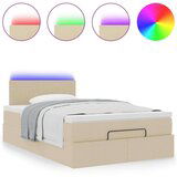 vidaXL Otomanski posteljni okvir z vzmetnico krem 120x190 cm blago, (21608169) | Shoptok.si