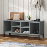 vidaXL Regal za čevlje z nogami siv 106x35x45 cm trden les OSLO Cene