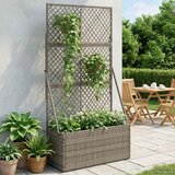  Vrtni saksija s rešetkom Siva 70 x 30 x 135 cm poliratan | shoptok.hr