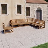 vidaXL Vrtna sedežna garnitura 7-delna medeno rjava trdna borovina Cene