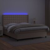 Krevet box spring madrac LED cappuccino 160x200cm umjetna koža | Eponuda.com