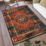 Lesnina XXXL vintage preproga 140/200 cm tkano rdeča, črna | Shoptok.si