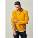 AC&Co / Altınyıldız Classics Men's Yellow Anti-pilling Anti-Pilling Standard Fit Bato Collar Cold-Proof Fleece Sweatshirt. Cene