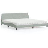 Krevet s madracem Dover svjetlosivi 200x200 cm baršunasti | Eponuda.ba