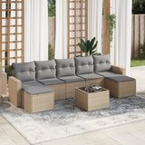 vidaXL 8-dijelni set vrtnih sofa od poliratana s jastucima bež Cijene