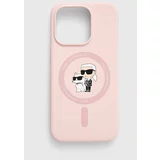 Karl Lagerfeld Etui za telefon iPhone 15 Pro 6.1 roza barva, KLHMP15LSCMKCRHP