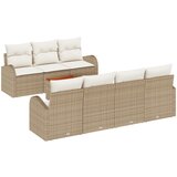 vidaXL 8-dijelni set vrtnih sofa s jastučićima Bež poli ratanski akacija, 2-sjedalni vrtni kauč s prostorom za skladištenje i jastučićima Bež poli ratan Cijene