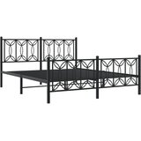  Metalni okvir kreveta uzglavlje i podnožje crni 150x200 cm | shoptok.hr