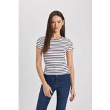 Defacto Fitted Crew Neck Striped Short Sleeve T-Shirt Cene