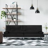 The Living Store Kauč na razvlačenje s držačima za čaše crni od umjetne kože Cijene