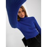 Fashion Hunters Plain cobalt, striped sweater with turtleneck Cene