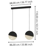 Eglo visilica Mumbles, 2 x E27, crna/zlatna, 86 cm, 43812 | shoptok.hr