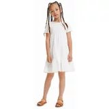 Desigual Dječja haljina boja: bijela, midi, širi se prema dolje