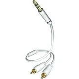 003100005 cinch / klinker avdio priključni kabel [2x moški cinch konektor - 1x 3\,5 mm banana moški konektor] 0.50 m bela pozlačeni konektorji, (20431924)