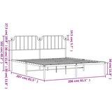  Metalni okvir za krevet s uzglavljem bijeli 200x200 cm | shoptok.hr