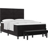 Box Spring krevet s madracem i klupom crni 140x200 cm baršun | shoptok.hr