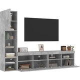  4-dijelni zidni TV elementi s LED svjetlima boja betona drveni | shoptok.hr
