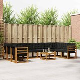  Set vanjskih sofa s jastukom 11 pcs Prirodna i crna | shoptok.hr