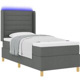 vidaXL Box Spring Postelja z Blazino in LED Temno Siva 80x200 cm Tkanina, (22049099) | Shoptok.si