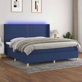  Krevet box spring s madracem LED plavi 200x200 cm od tkanine | shoptok.hr