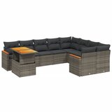 Maison Chic Seti vrtnega pohištva - Vrtna garnitura - Vrtni pohištvo set 10-delna z blazinami siv poli ratan, (21816001) | Shoptok.si