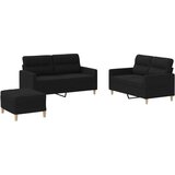  3-dijelni set sofa s jastucima crni od tkanine | shoptok.hr