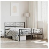 vidaXL Metalni okvir kreveta uzglavlje i podnožje crni 135x190 cm Cijene