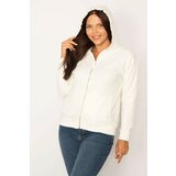 Şans Women's Plus Size Bone Front Zipper Hooded Sweatshirt Cene