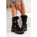 Boto Women's Ankle Boots On Chunky Heel With Buckles And Strap Black Nerelisa | shoptok.hr