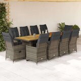  11-dijelni vrtni bistro set od poliratana s jastucima sivi | shoptok.hr