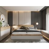 XORA POSTELJA 180 cm x 200 cm , les, leseni material barve hrasta, svetlo siva | Shoptok.si