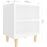  Noćni ormarići s drvenim nogama 2 kom bijeli 40 x 30 x 50 cm | Eponuda.com