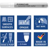  MARKER-KREDA ZA STAKLO 2,4 MM LUMOCOLOR STAEDTLER 344-0 BIJELI | Shoptok.si