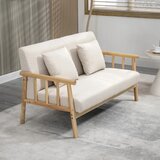  Dvosjed presvlaka od tkanine s efektom lana kompaktna do 200 kg drveni okvir 123D x 69Š x 74V cm bež | shoptok.hr