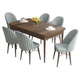 Hanah home roz - baroque, sea green baroquesea green extendable dining table & chairs set (7 pieces) | Eponuda.com