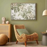  Slika - Retro Vintage Flowers in Delicate Cream and Green Colors 120x80 U prirodnom drvenom okviru | shoptok.hr