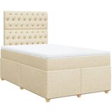 vidaXL Box spring postelja z vzmetnico krem 120x190 cm blago, (21306328) Cene