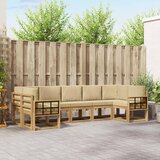  Set vanjskih sofa 7 kom. Bijela i bež Smeđa 304 x 128,5 x 73 cm | Shoptok.si